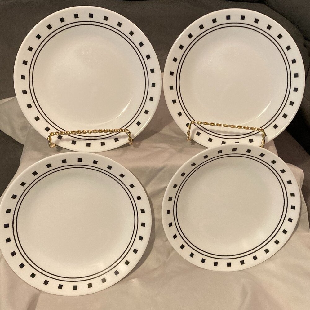 2007 CORELLE Corning CITY BLOCK-Set of 4 Bread Butter/ Dessert Plates-6.75"-EUC